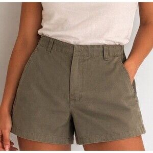 Calvin Klein Jeans NEW Size 12 Women's Moss Green Khaki Shorts Cotton